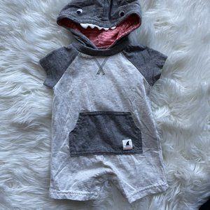 Carter's 3m gray shark hooded romper